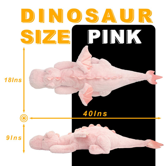 YOUBLEK 40In 5Lb Weighted Stuffed Animals,Cute Plush Dragon,Weighted Stuff Dinosaur Toy for Kids Adult Gift or Decoration (5lb, Pink)