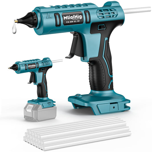 MtiolHig Cordless Hot Glue Gun Compatible with Makita 18v Battery (Tool Only) Handheld Wireless Power Heavy Duty Hot Glue Gun Full Size Kit with 20pcs 0.43'' Hot Glue Stick for Arts & Crafts