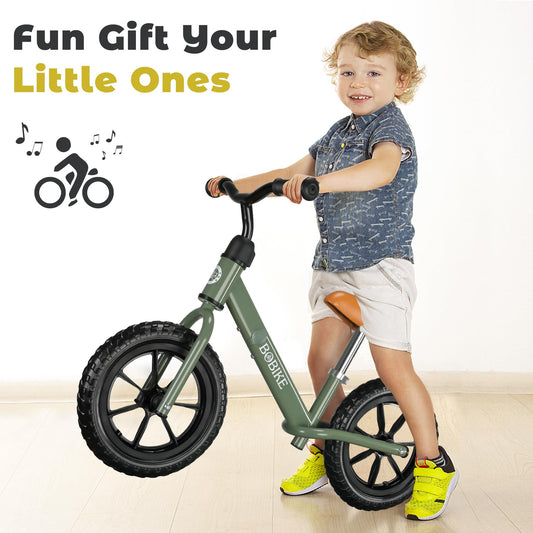 Bobike Toddler Balance Bike Toys for 2 to 5 Year Old Girls Boys Adjustable Seat and Handlebar No-Pedal Training Bike Best Gifts for Kids (Green)