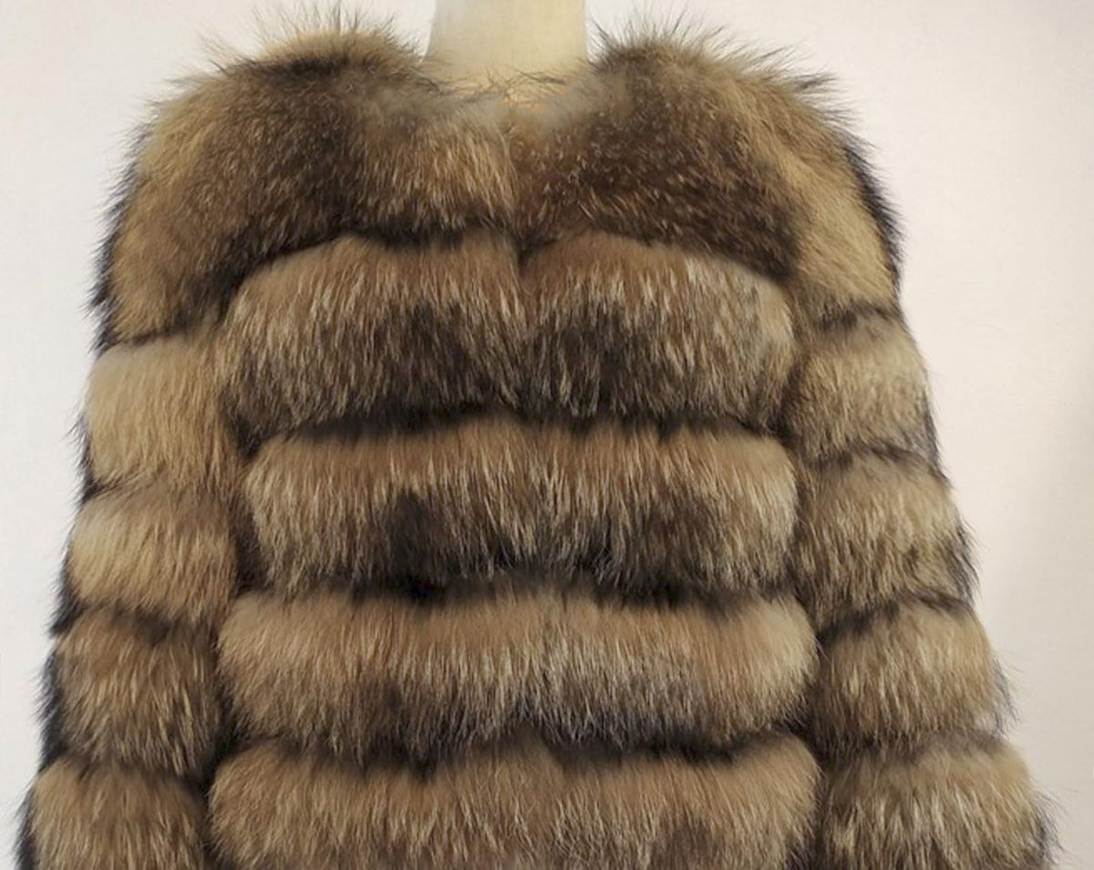 loveimgs Women Warm Fluffy Cropped Puffer Jacket Faux Fur Coat Crop Parka Collarless Winter Teddy Bear Coat Overcoat (Medium, Raccoon)