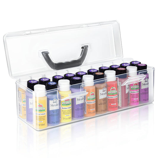 Vowcarol Acrylic Paint Storage Box, 30 Bottles Capacity Acrylic Paint Organizer for 2 fl. oz Bottles, Craft Organizer