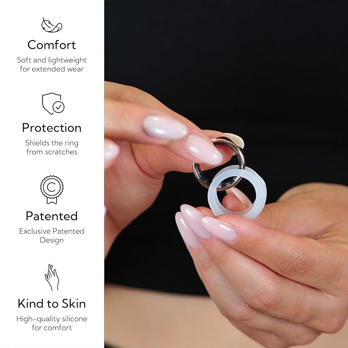 Rinfit Smart Ring Protector - Silicone Ring Enhancer for Active Lifestyle and Gym - StyleFit U.S. Design Patent - Frosted, Size 6