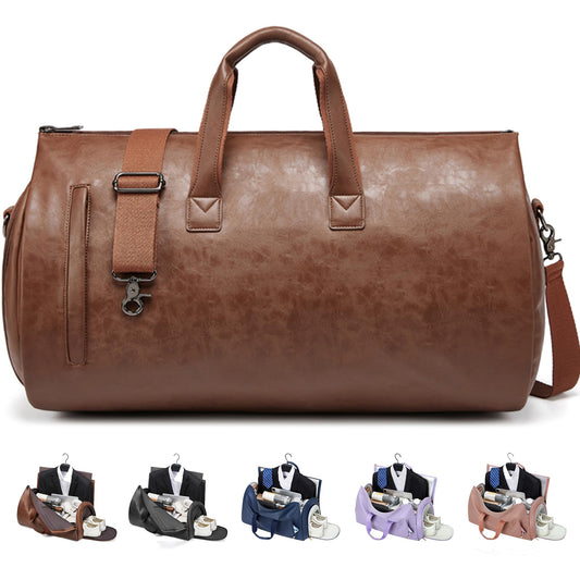 Wymulot Convertible Garment Bag, Carry on Garment Duffel Bag with Shoulder Strap, Men's Women's Travel Clothing Bag with Shoe Compartment, 2-in-1 Hanging Suitcase Suit Business Travel Bag (Brown)