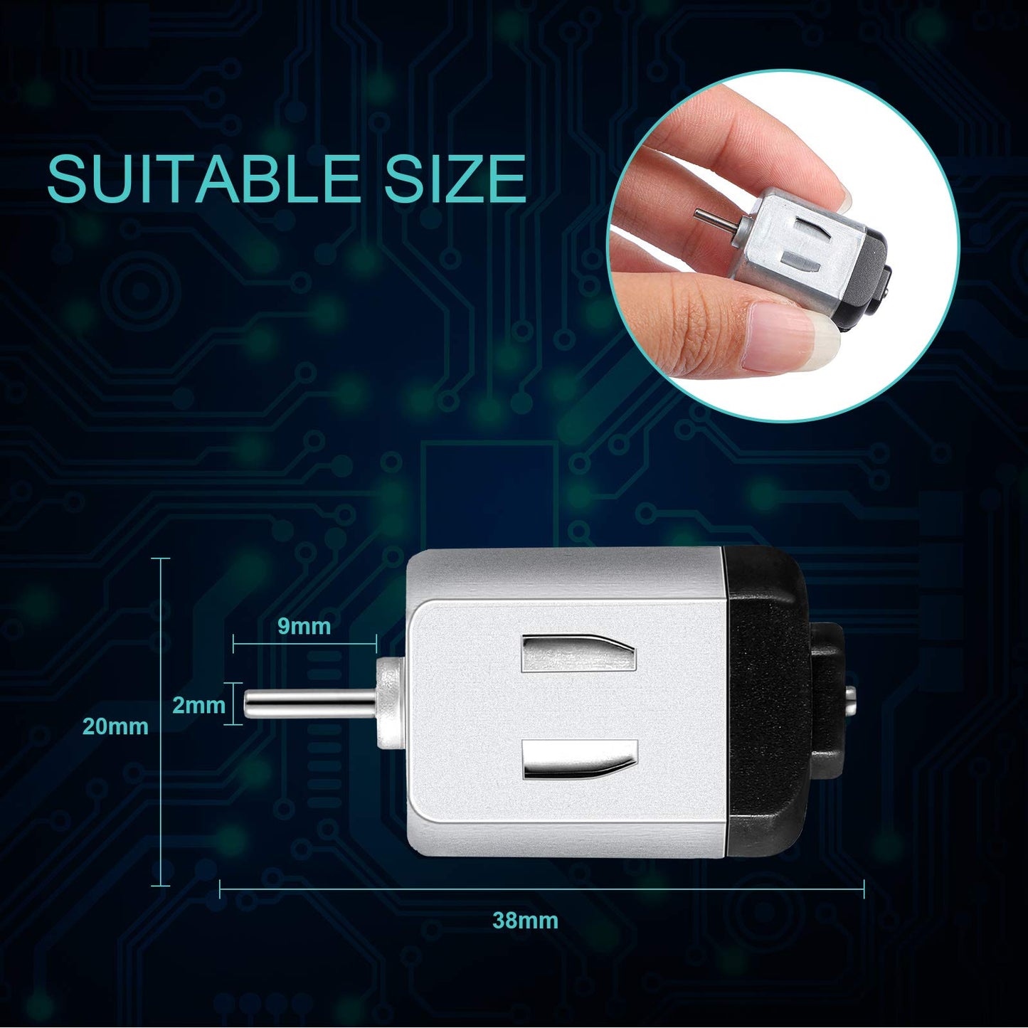 Mudder 20 Pieces Micro Electric Motor DC 1.5-3V 23000RPM Cars Toys Rectangular Small Electric Motor for DIY Toys Science Projects Metal Engine Motor Kit