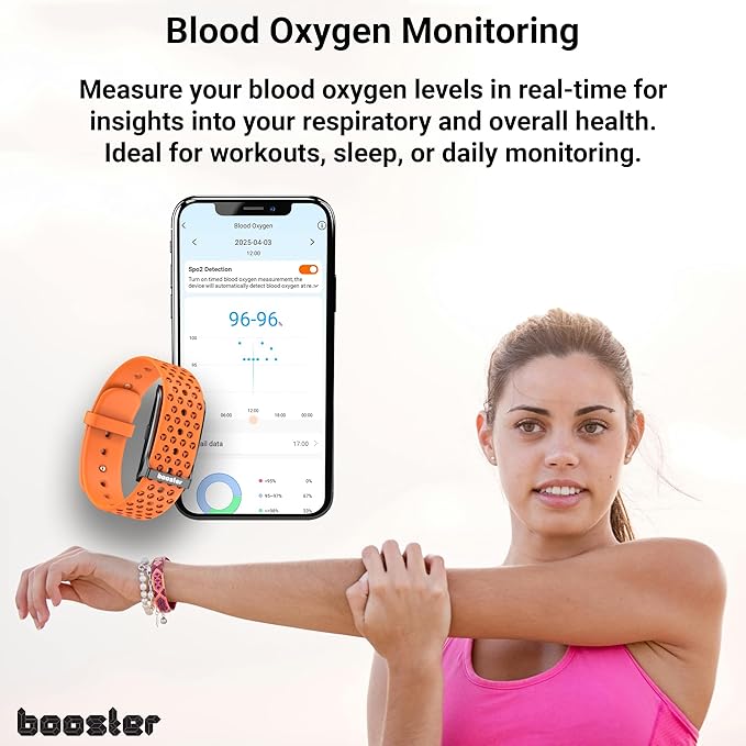 Booster Smart Bracelet, Wearable Activity & Fitness Tracker Band, 24H Sleep Tracker, All-Day Continuous Heart Rate Blood Pressure Stress HRV Monitor, 120+ Sport Modes Smart Wristband, Textile Pink