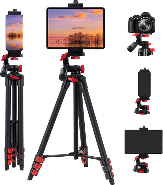 teefeet 53 inch Tablet Tripod Aluminum Tablet & Phone Tripod for iPad Pro/iPhone, Lightweight Travel Stand