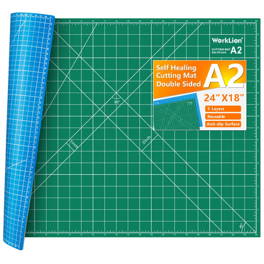 WORKLION 18'' x 24'' Large Self Healing PVC Cutting Mat, Double Sided, Gridded Rotary Cutting Board for Craft, Fabric, Quilting, Sewing, Scrapbooking - Art Project…
