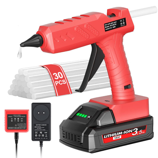 Cordless Hot Glue Gun Kit with Battery and Charger, 3.5Ah Rechargeable M18 Battery, 30pcs 0.43'' Glue Sticks, Fast Preheating, Wireless Full Size Glue Gun for Crafts & DIY