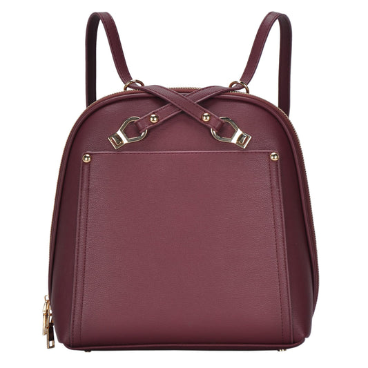 MMS Brands Miztique Daisy Convertible Backpack Purse for Women | Vegan Leather Shoulder Strap Bag or Convertible Backpack | (Berry)