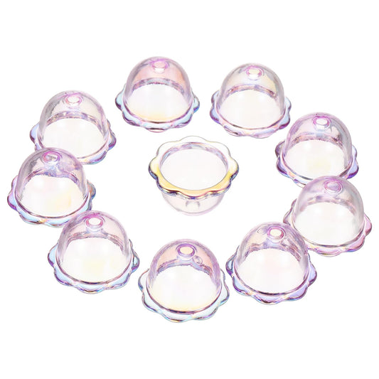 uxcell 50Pcs Trumpet Flower Beads, Acrylic Flower Caps Floral Jellyfish Bead with Hole for DIY Necklace Earrings Bracelets Bag Chains Crafts Jewelry Making, Purple