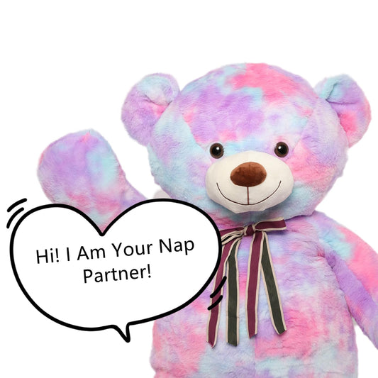Tezituor Big Teddy Bear,Giant Rainbow Purple Teddy Bear Stuffed Animal,59 Inches Soft Plush Bear Toys,Girlfriend Baby Shower Life Size Bears Gifts for Valentines,Christmas,Birthday 5 Feet