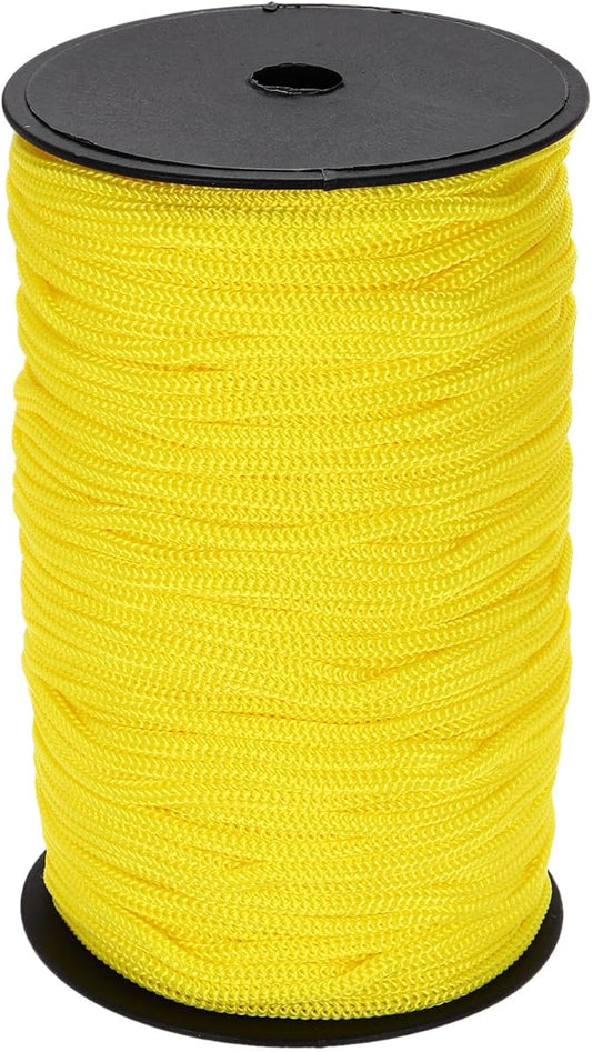MECCANIXITY 3/16 Inch Polypropylene Rope Braided Ropes, 328ft Nylon Rope Hollow Utility Cord for Clothesline, Camping, Hiking, Outdoor, Yellow