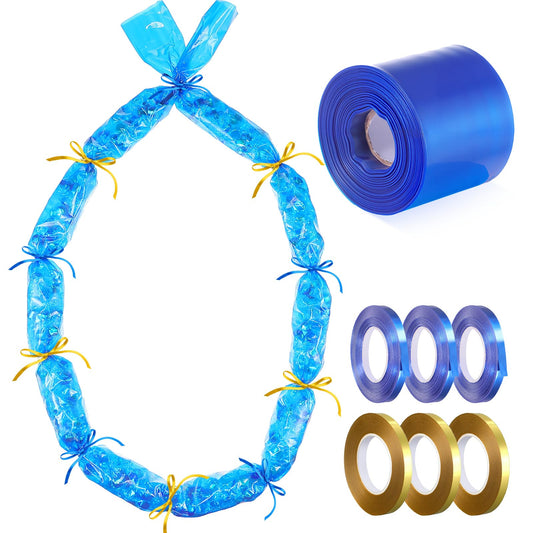 Fuutreo Graduation Candy Lei Making Kit 98 ft Candy Lei Poly Tubing with 6 Rolls 33 Feet Ribbon for DIY Graduation Packing Snacks Grad Party Supplies Gifts Craft(Blue,2.4 in)