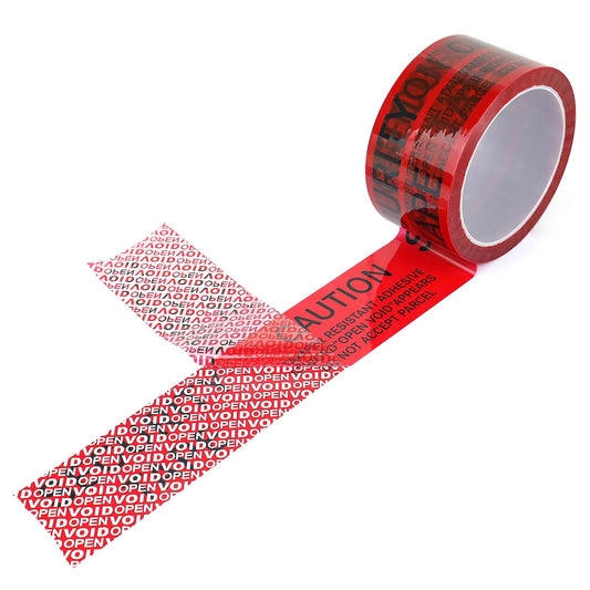 BOMEI PACK Transfer Tamper Evident Security Tape,Tamper Proof Packing Tape,Transfer Tamper Resistant Void Tapes Red for Evidence Box, Envelope, Shipment (2 Inch x 55 Yards)