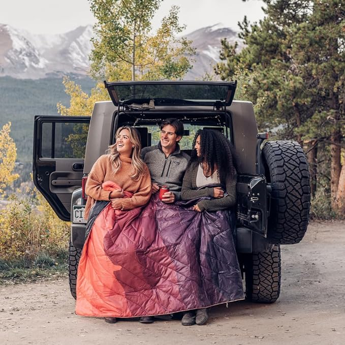 Rumpl Original Puffy Blanket - Warm, Water-Resistant Camping Blanket with 100% Recycled Synthetic Insulation, 52"x75", Original Puffy V1, Geo Fresh