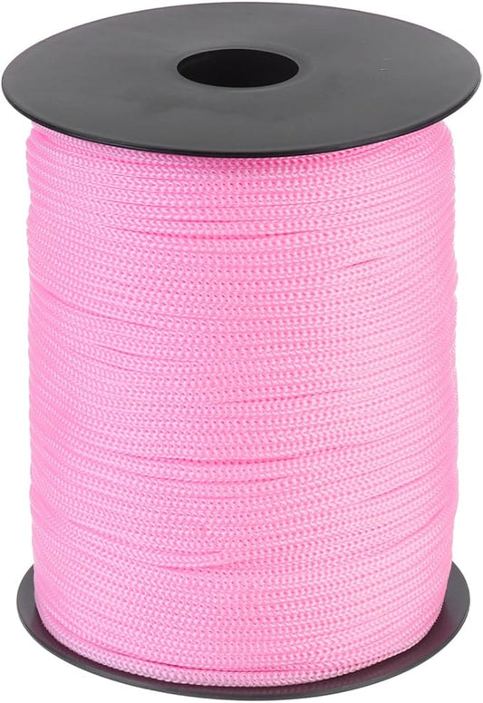 MECCANIXITY 1/8 Inch Polypropylene Rope Braided Ropes, 328ft Nylon Rope Hollow Utility Cord for Clothesline, Camping, Hiking, Outdoor, Light Pink