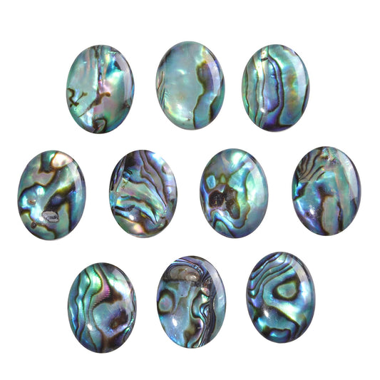 TUMBEELLUWA 10 Pcs Abalone Shell Oval Beads for Jewelry Making 12 x 16 mm, No Hole Beads Flat Back Cabochons for Crafts DIY Decoration