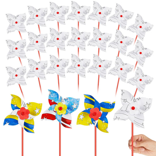 150 Pcs 4th of July Decorations DIY American Flag Pinwheels, 250th Anniversary Patriotic Craft Bulk, Blank Pinwheels for Independence Day, Memorial Day July of 4th Party Favors Supplies (Four Leaf)