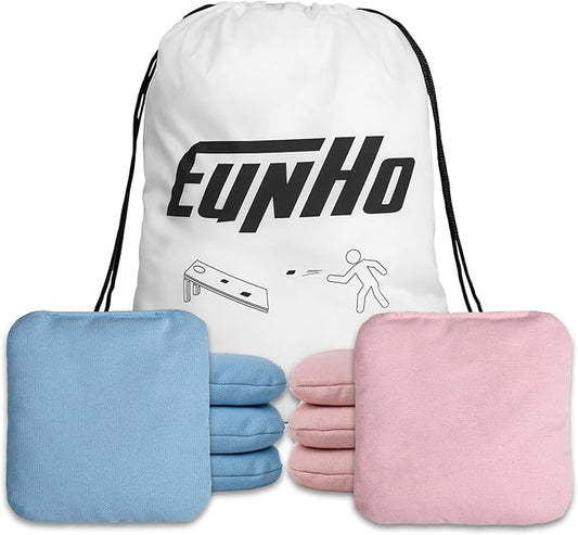 EunHo Cornhole Bags Set of 8 Regulation Size & Weight Corn Hole Bean Bags Official Professional All Weather for Tossing Game with Carry Case