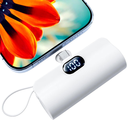 CooLuzer 5500mAh,Portable 17/16/15/15 plus/15 pro/15 Mini Power Bank,Capsule Power Phone Charger Charger with Dual