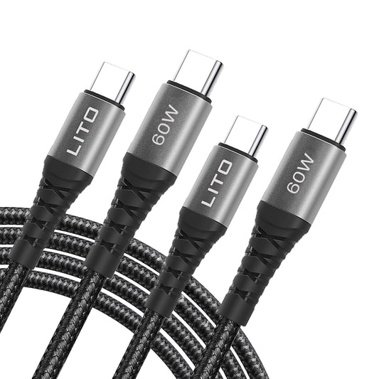 2-Pack 3.3FT, 60W 17 16 15 S25 S24, LITO USB C to USB C Cable PD Fast Charger for iPhone Pro Max, Samsung Galaxy iPad