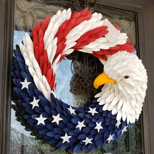 250th Anniversary Patriotic Wreath - Handmade Eagle Design for 4th of July & Memorial Day | Indoor/Outdoor Decor