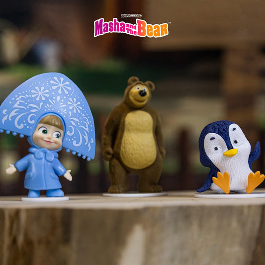 LUPPA Masha and The Bear Toys Playset: 13 Figures with Tin Box of The Bear´s House I Masha and The Bear I Figures and Dolls of TV Programs I Toys for Girls