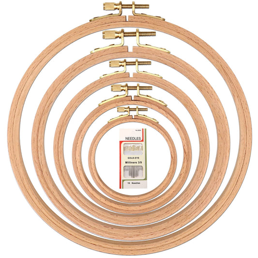 MUFEKUM 5 Pcs 5 Sizes Beech Wood Embroidery Hoops, Cross Stitch Hoop Wooden Circle for Embroidery, Cross Stitch, Needlework, Art Craft Sewing and Hanging, Wedding Wreath Decoration (4”,5”,6”,7”,8”)