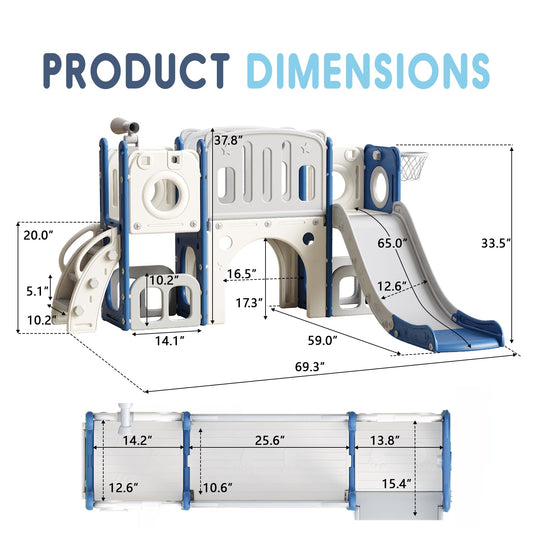 8 in 1 Toddler Slide Set, Kids Slide for Toddlers, Toddler Climber Slide PlaySet with Basketball Hoop,Outdoor Indoor Playground for Toddlers Upgraded