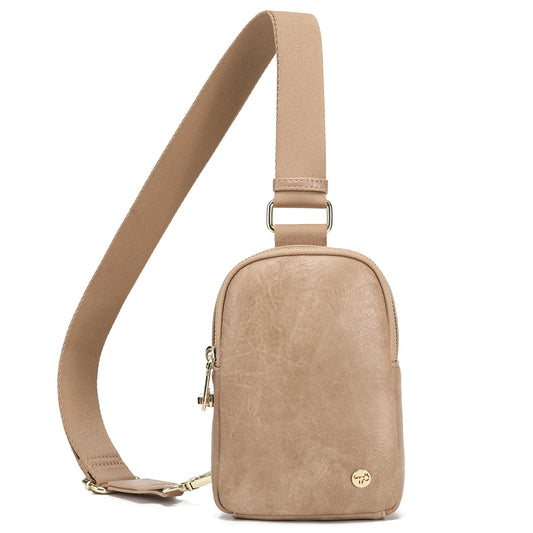 INICAT Anti Theft Crossbody Bag for Women, Small RFID Blocking Sling Purse with Zipper Lock for Travel, Vegan Leather(brown)