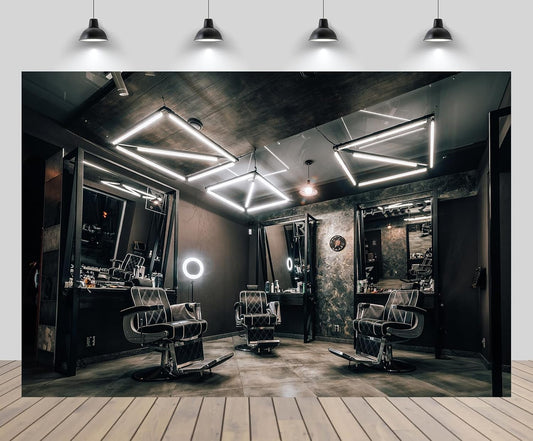 CHNYWORK 9ftx6ft Modern Stylish Barber Shop Backdrop Hairdresser's Workplace Hair Salon Hairstylist Haircut Barber