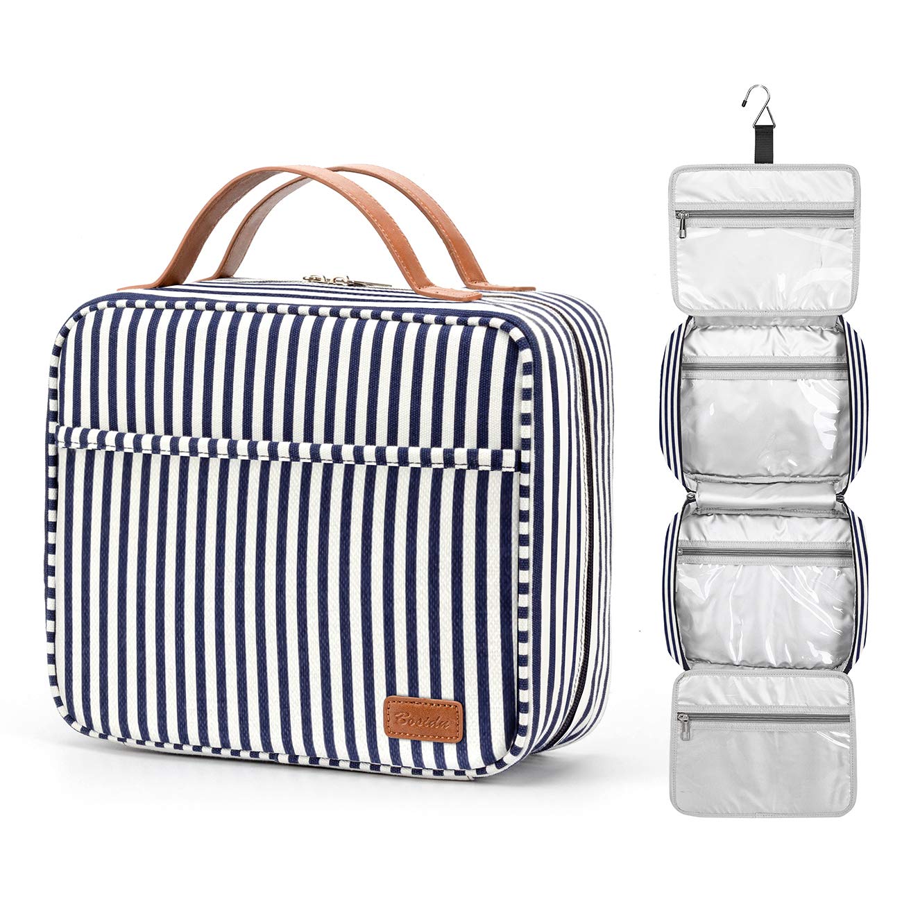 Bosidu Hanging Travel Toiletry Bag, Large Capacity Cosmetic Travel Toiletry Organizer for Women with 4 Compartments & 1 Sturdy Hook, Perfect for Daily Use/Valentines' Day