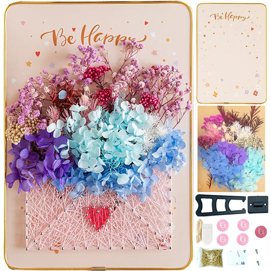 BAZIMA ALICE DIY String Art Kit for Beginner,Flowers String Art, DIY Dried Flowers Craft Kit, Unique Gift, Craft Kit for Holidays,Envelope and Flowers