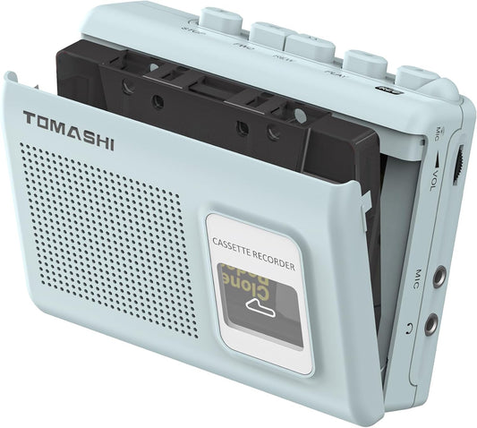 TOMASHI Cassette 4.57 3.54 1.38inch Portable Player Tape Recorder with Built-in Speaker,Microphone,Headphone Jack-, x x