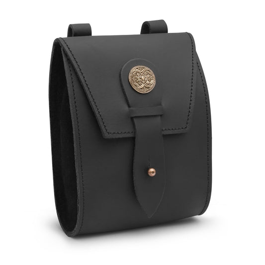 House of Warfare Medieval Leather Belt Pouch Granada – Spanish Style Waist Bag with Brass Closure for LARP, Ren Faire & Costume (King’s Archer Bag)