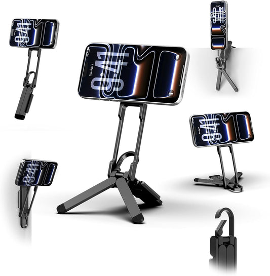 COMAN DP58 Magnetic Phone Tripod, Aluminum MagSafe Tripod Stand with Carabiner, Mini Portable Travel Pocket Tripods