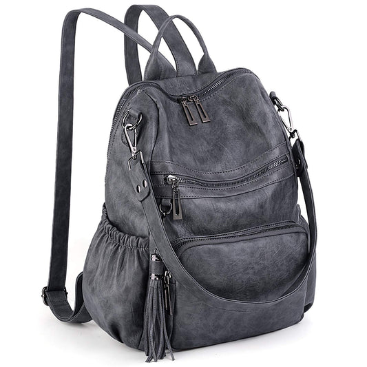 UTO Women Backpack Purse Leather Vegan Ladies Fashion Designer Rucksack Convertible Travel Shoulder Bag with Tassel