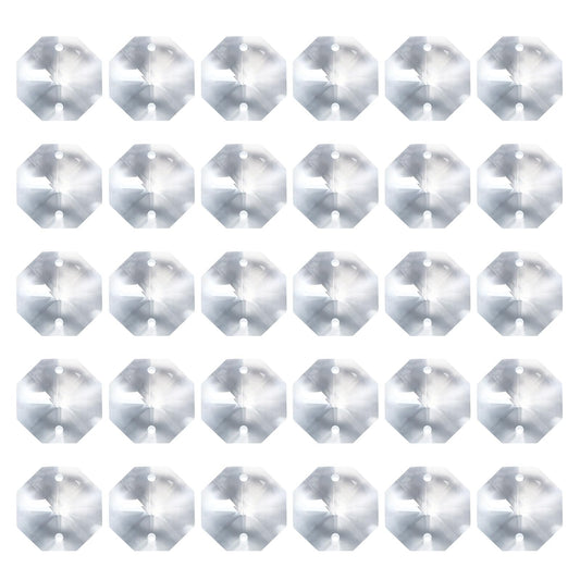 PATIKIL K9 Crystal Octagon Beads 2 Holes Pendants, 60 Pack 22mm Chandelier Prisms Parts Ornaments Hanging Beads for DIY Arts Crafts Decoration, Clear