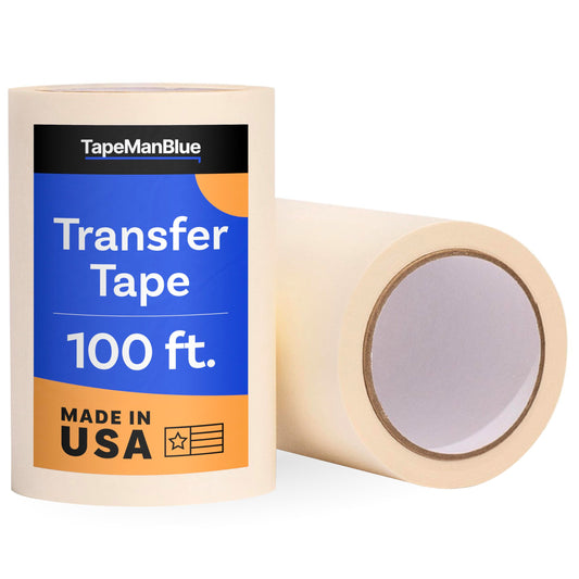 TapeManBlue 6" x 100' Roll of Paper Transfer Tape for Vinyl, Made in America, Premium-Grade Transfer Paper for Vinyl with Layflat Adhesive, Application Tape for Crafts, Decals, and Letters