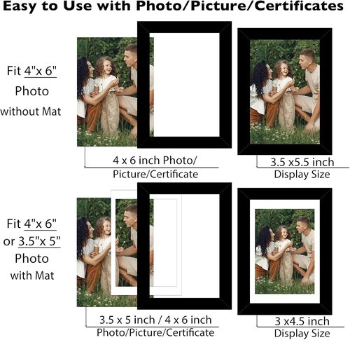 JCJMY 18-Pack 4x6 Picture Frames - Elegant Black Gallery Wall Decor for Tabletop & Hanging
