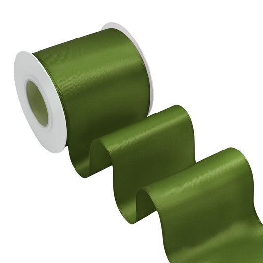 BVIEAKD Moss Satin Ribbon 3 Inch X 15 Yards Solid Color Double Faced Ribbons Perfect for Crafts Wedding Decor Bow Making Arts Sewing and More