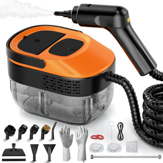 Skiennix Steam Cleaner - Fast Heating Handheld Steamer with 1.6L Tank & 16 Accessories | Ideal for Home & Car Cleaning