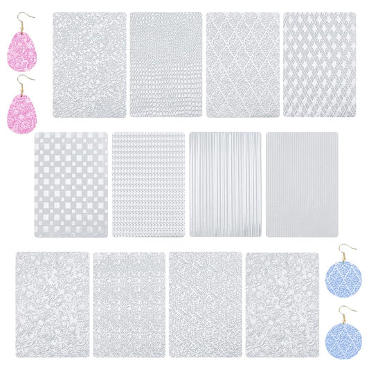 HOBBIESAY 12Pcs Boho Polymer Clay Texture Sheets 7x10 Inch Embossing Mats DIY Tools for Adult Pottery Earrings Jewelry Crafting