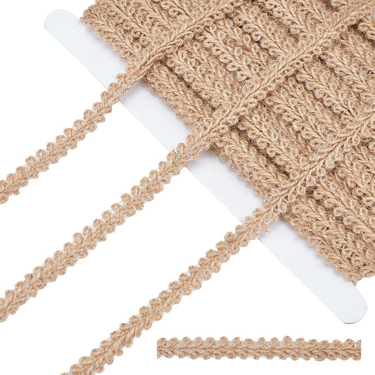 PH PandaHall 22 Yard Braided Burlap Ribbon Burlywood Lace Craft Ribbon 11mm(3/8 Inch) Rustic Woven Braid Trim Jute Ribbons for Bohemian DIY Crafts Costume Slipcover Curtain Clothing Sofa Home Decor