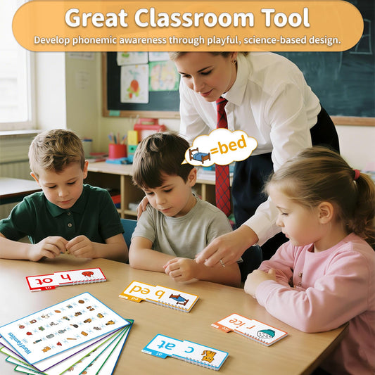 Sinoome Phonics Flash Cards Word Family Build Book, 40 Read & Rhyme Flip Books, Learn to Read for Kids Ages 4-8, Engaging Educational Tools for Preschool-Kindergarten, Fun Sight Words & Phonics Games