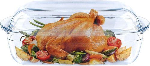 Large Casserole Dish With Lid - 4.7qt Clear Oval Glass Baking Dish for Oven Cooking & Serving