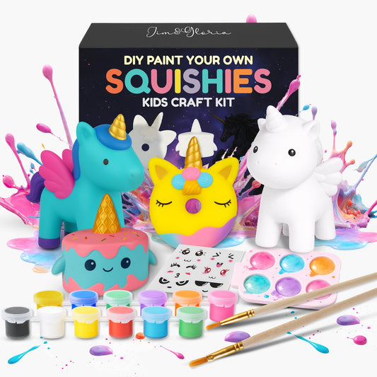 Jim&Gloria Paint Your Own Squishies, Jumbo Squishy Gifts for Girls and Boys 8 9 10 11 12 13 14, Arts and Crafts for Kids, Party Favors for Birthday, Christmas Gift for Kids, Pack of 3