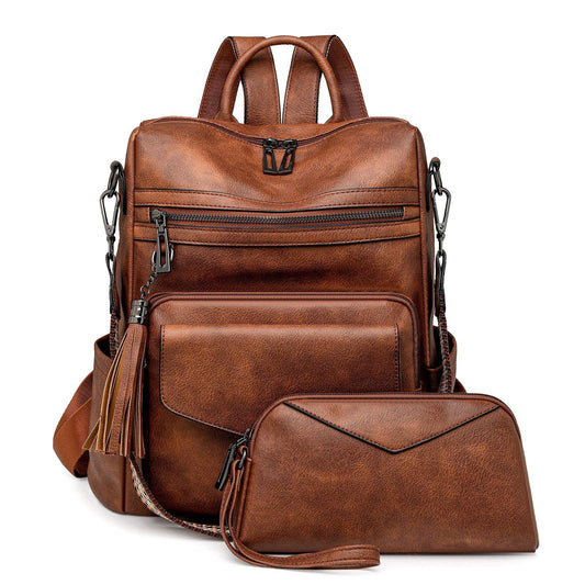 BOHJPIS PU Leather Backpack Purse for Women-Fashion and Multipurpose Lightweight Travel Handbag Shoulder Bags Backpack (Brown)