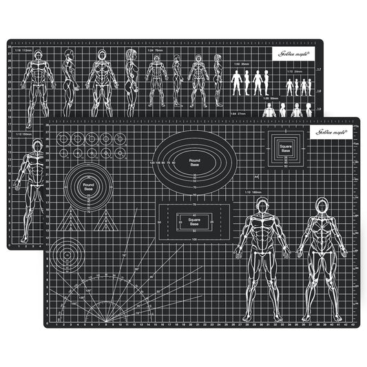 Golden Maple Self Healing Cutting Mat, 5-Layer Double-Sided PVC Non-slip Miniature Model Cutting Mat for Role Play, Board Game, Crafts, Wire Armature Sculpture, Scale Figure, A3 18'' x 12''