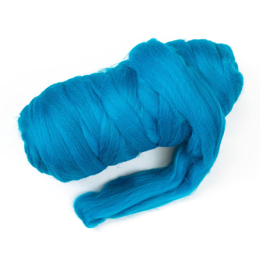 Kondoos Colored Natural Wool roving, 1 lb. Best Wool for Needle Felting, Wet Felting, handcrafts and Spinning.Wool Felting Yarn Supplies (Turquoise, 1 lb)